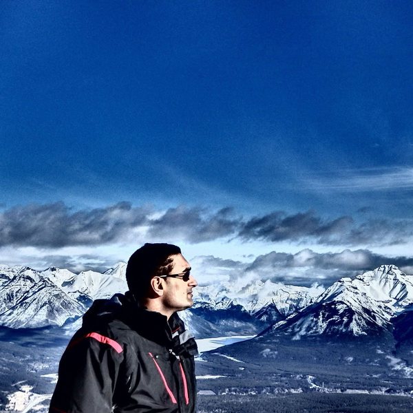 Looking out over snow-covered peaks